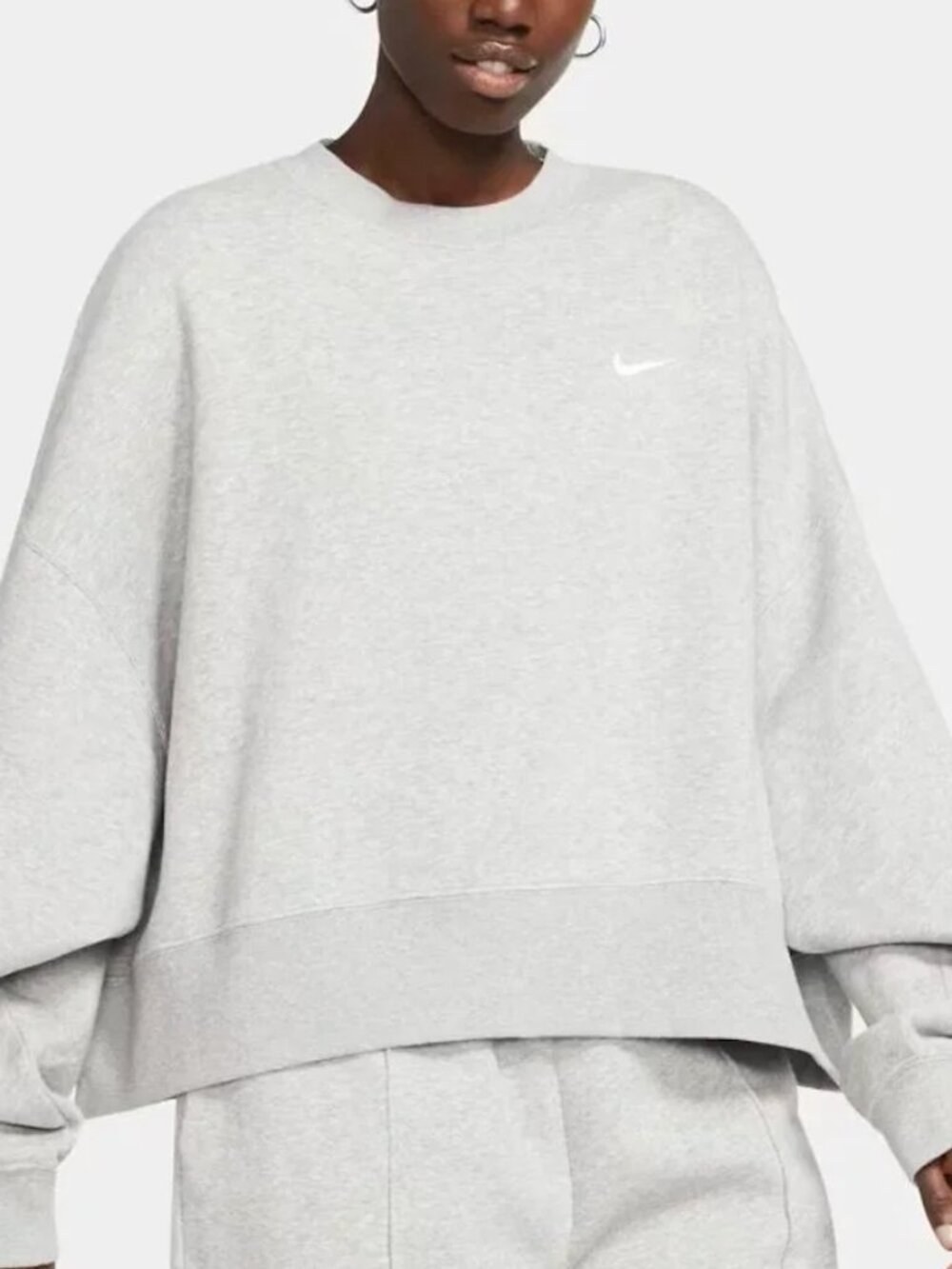 Nike Sportswear Oversized Essential Women's Fleece Cropped Crew - Heather Grey